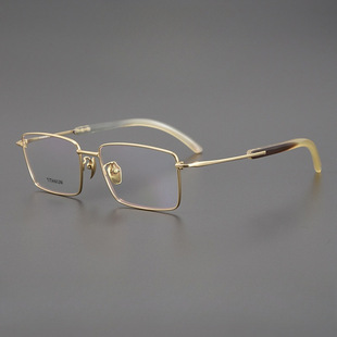 印度进口牛角超轻纯钛手工全框H2301男士 休闲商务近视眼镜框架