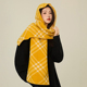 高级感连帽披肩斗篷围巾帽子一体2025新款 百搭格纹围脖 秋冬女经典
