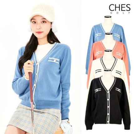 韩国直邮CHES高尔夫女士v领开衫 时尚GOLF休闲上衣女春秋季CI972