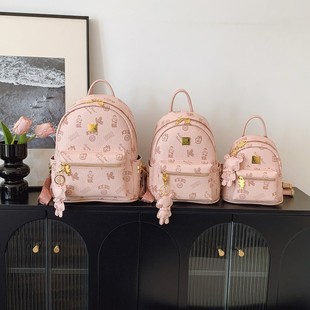 高级感印花双肩包女孩2024新款大学生休闲小书包儿童旅行春游背包