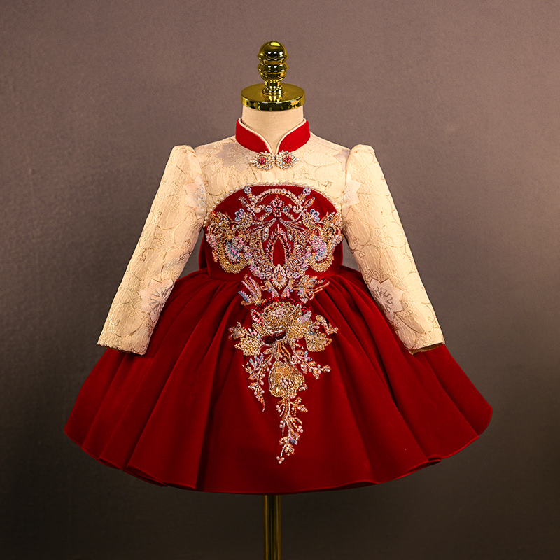 儿童中式唐装拜年服女童公主裙