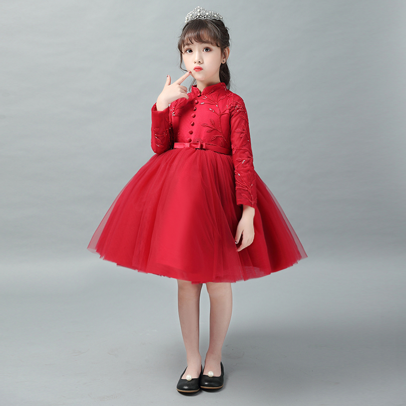 中式钢琴儿童演出服儿童礼服蓬蓬