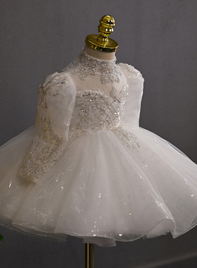 春夏花童礼服儿童公主裙女童蓬蓬纱婚纱宝宝生日周岁晚礼服演出服