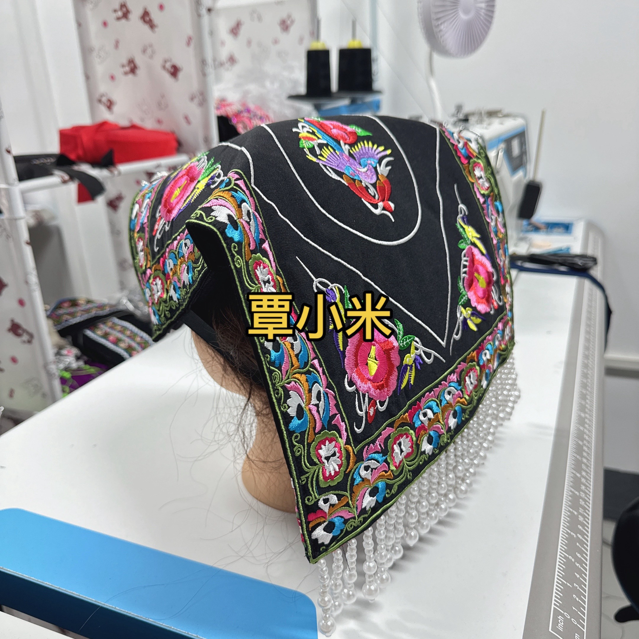 中小学生款少数民族风布依族壮族苗族帽子头帕刺绣头饰旅拍摄影
