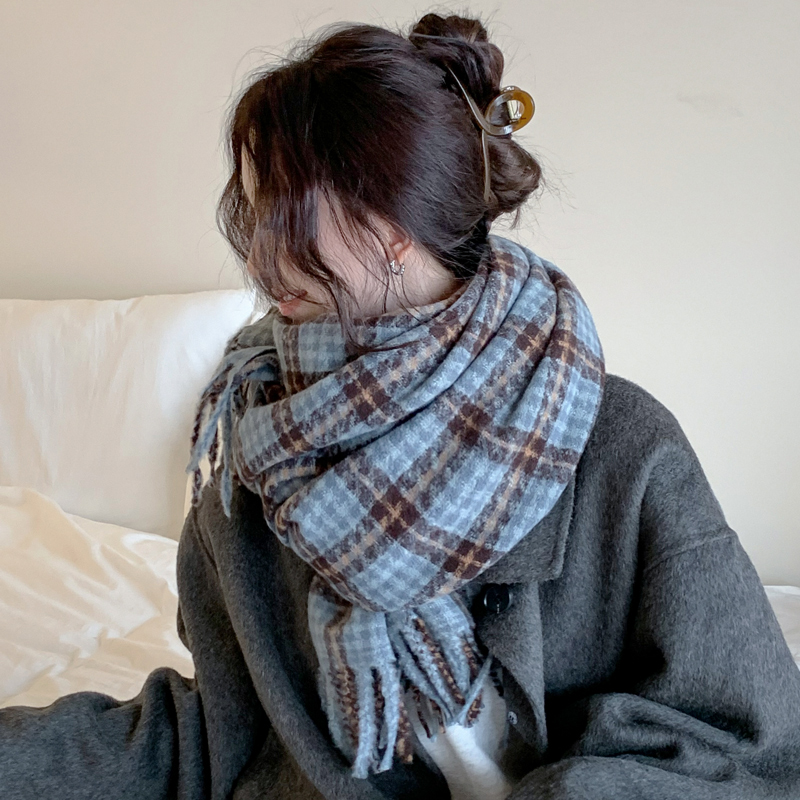 秋冬高级氛围感棋盘格子围巾披肩