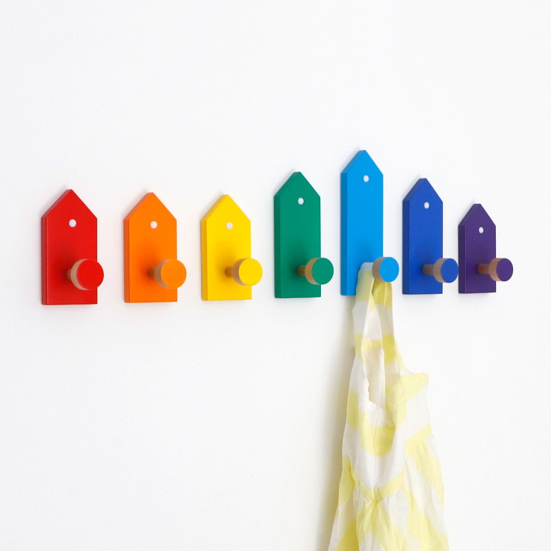 彩色玄关墙壁挂钩儿童房免打孔