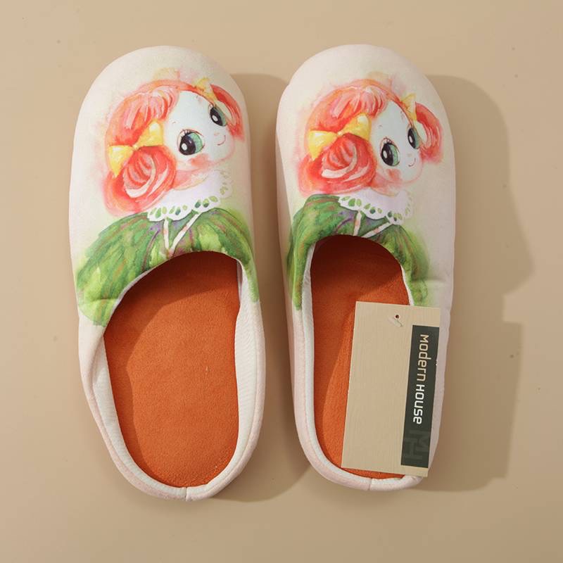 出口韩国的！反季超高性价比!卡通娃娃女款室内地板静音包头拖鞋