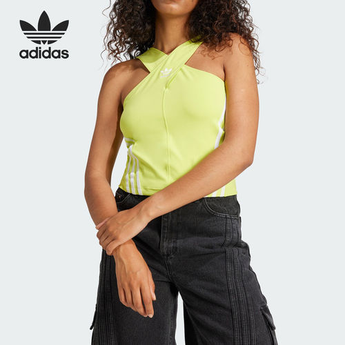官方正品Adidas/阿迪达斯三叶草女士交叉肩带时尚透气背心JM9260