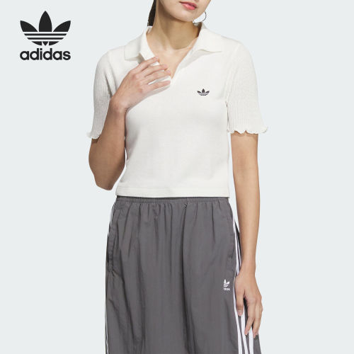 官方正品Adidas/阿迪达斯三叶草女士针织运动短袖POLO衫JC7858