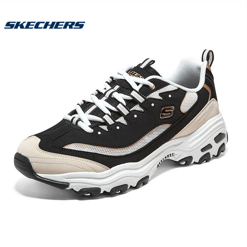 Skechers斯凯奇男鞋D LITES绑带厚底黑金运动鞋休闲鞋666114-BKGD
