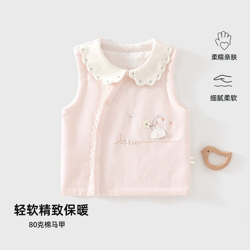 女宝宝秋冬季纯棉保暖马甲外穿可爱夹棉坎肩护肚背心打底内衣服厚