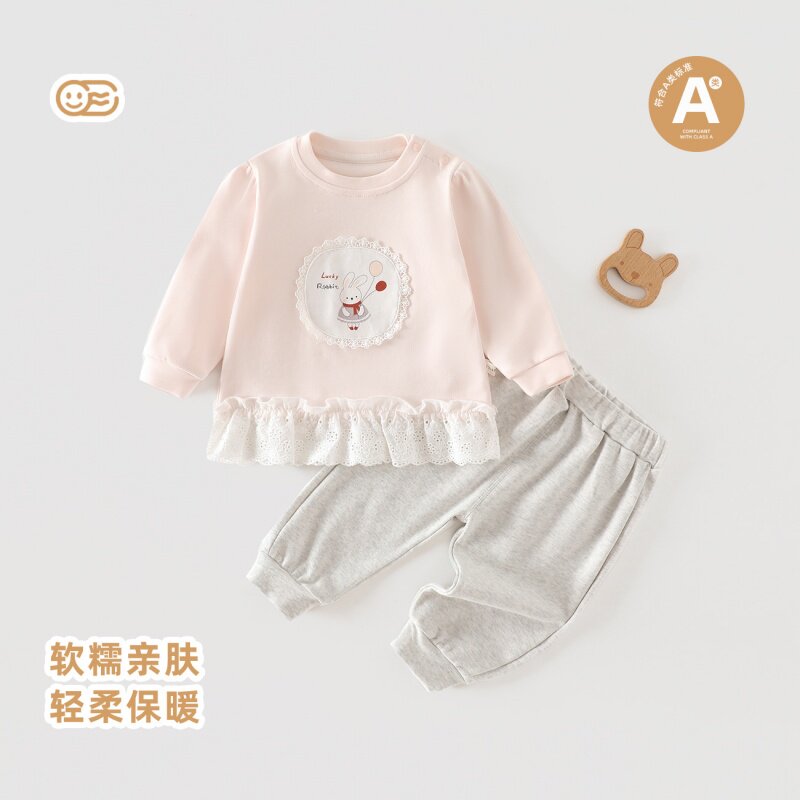 女宝宝春秋季卫衣套装韩版分体两件套休闲裤运动套外出服保暖内衣