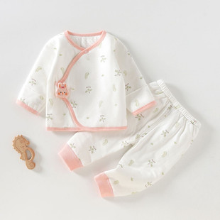 初生婴儿棉衣薄棉服秋冬季 两件套纯棉 保暖内衣棉袄新生儿分体套装