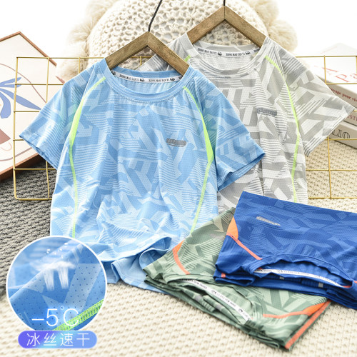 男童短袖圆领速干凉感运动潮t恤