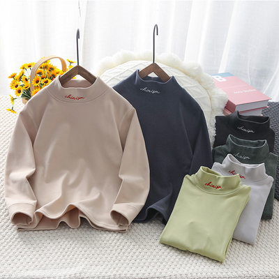 男童半高领百搭长袖春秋打底T恤