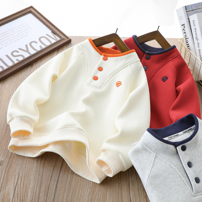 男童韩版加绒刺绣保暖假两件卫衣