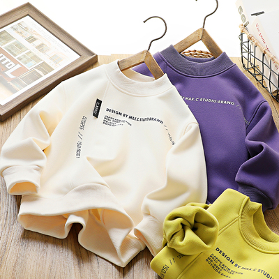 男童印花加绒卫衣时尚冬季圆领