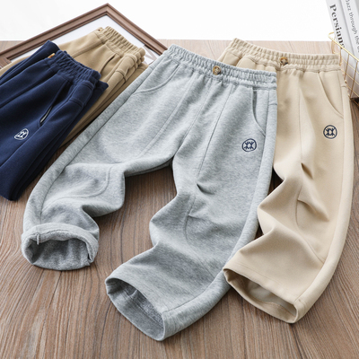 男童裤子韩版潮休闲刺绣拼接长裤