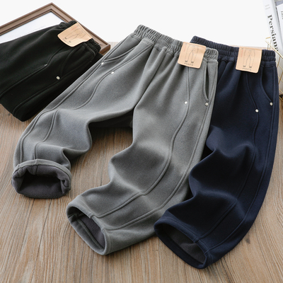 男童加绒弯刀裤子韩版潮休闲运动