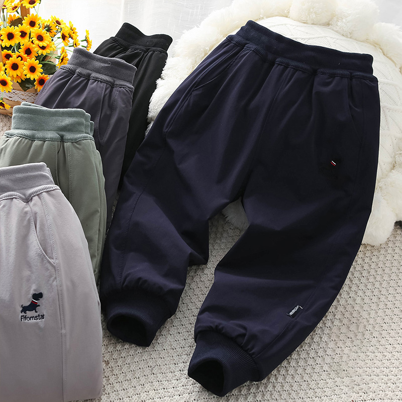 男童长裤加厚裤子棉裤纯色冬季