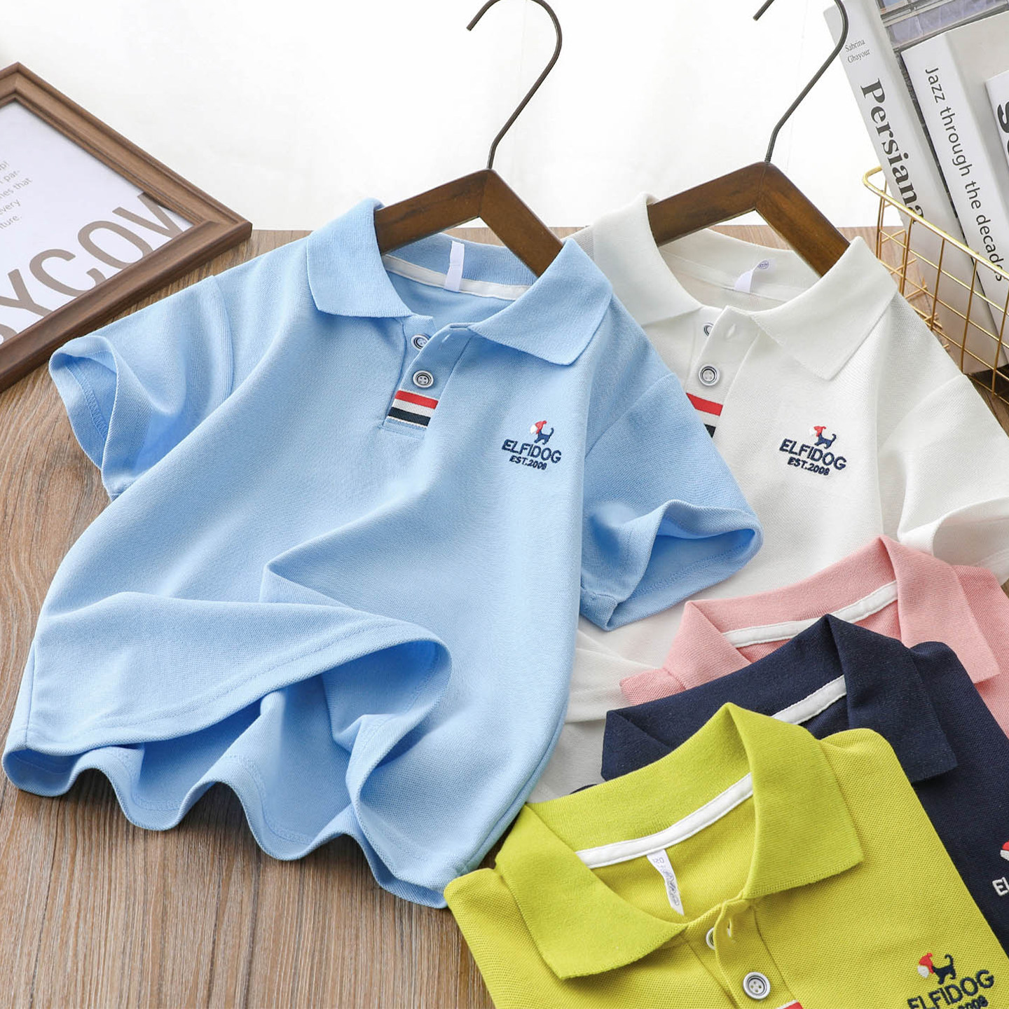 男童t恤夏款儿童薄款韩版休闲刺绣男大童短袖Polo衫撞色百搭运动