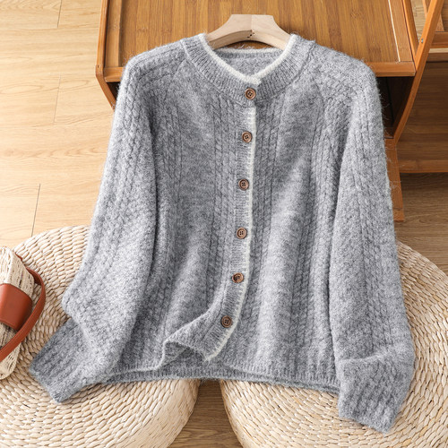 麻花开衫毛衣外套女装早春新款设计感慵懒宽松百搭针织衫软糯上衣