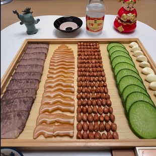 竹木托盘零食下酒菜餐盘聚餐小酌卤菜烧烤拼盘水杯下午茶点心盘