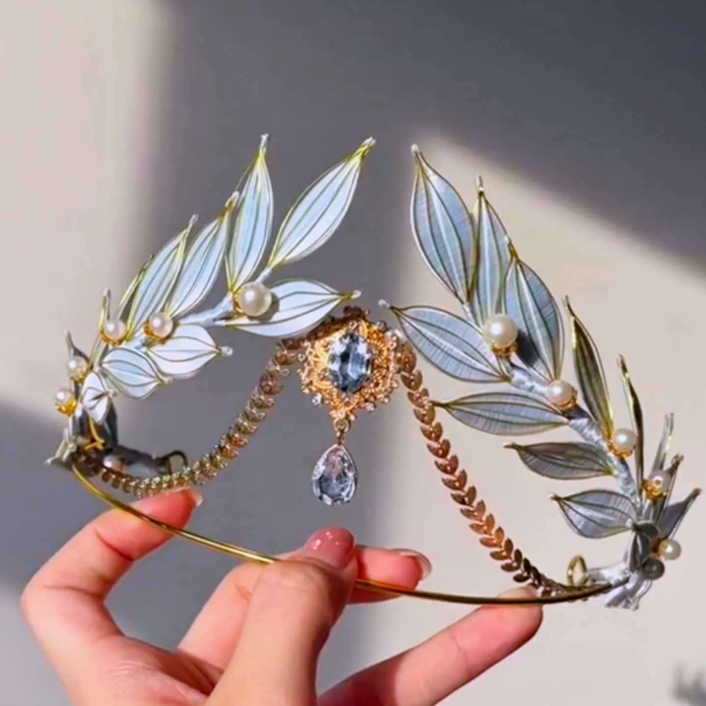月神桂冠缠花发箍手工diy图片