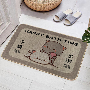 入户垫 90浴室地垫简约卡通家用细麻防滑吸水玄关门口脚垫新款