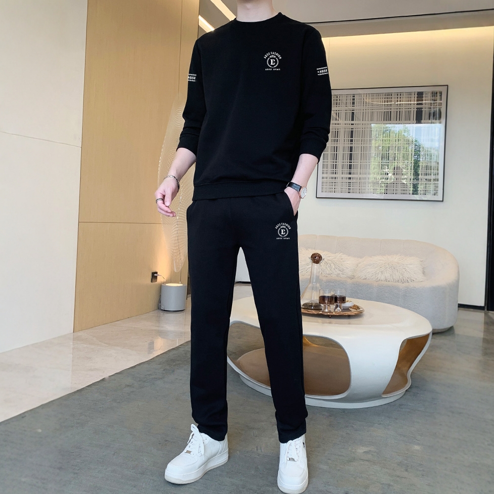 高端圆领运动休闲套装男士秋冬季