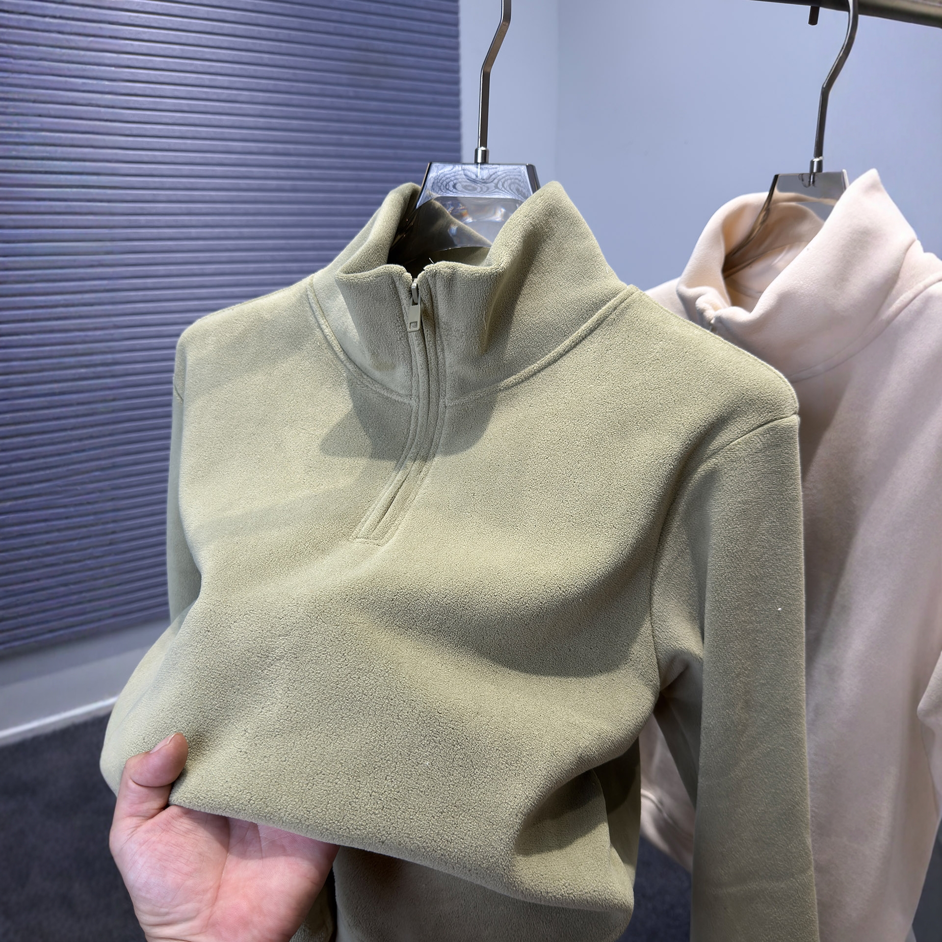 高端双面绒半高领卫衣男秋冬2025