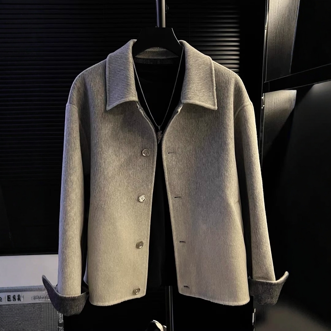 高端毛呢夹克外套男秋冬翻领上衣