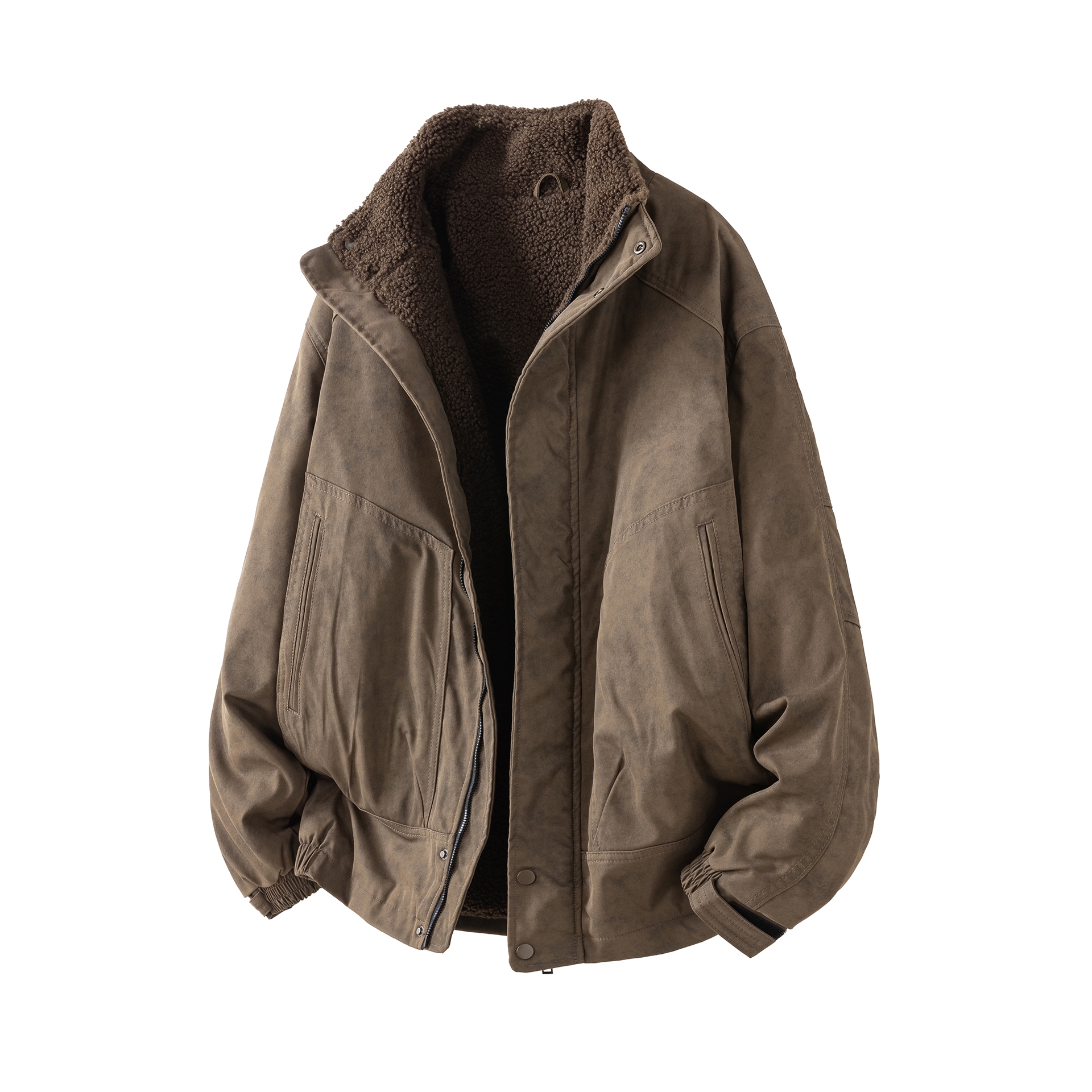 高端羊羔绒外套男加厚保暖棉服