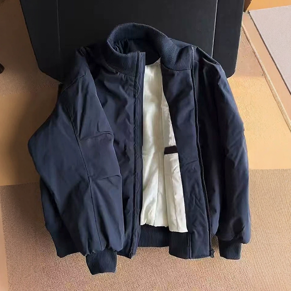 高端藏青色短款棉服男秋冬2025