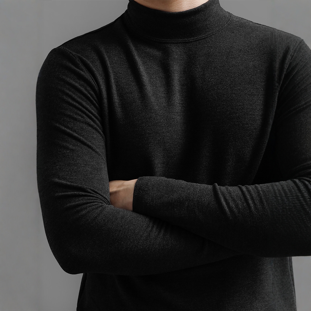 高端半高领德绒打底衫男长袖t恤