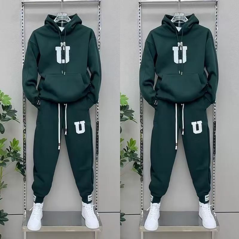 高端加绒保暖休闲套装男秋冬2025