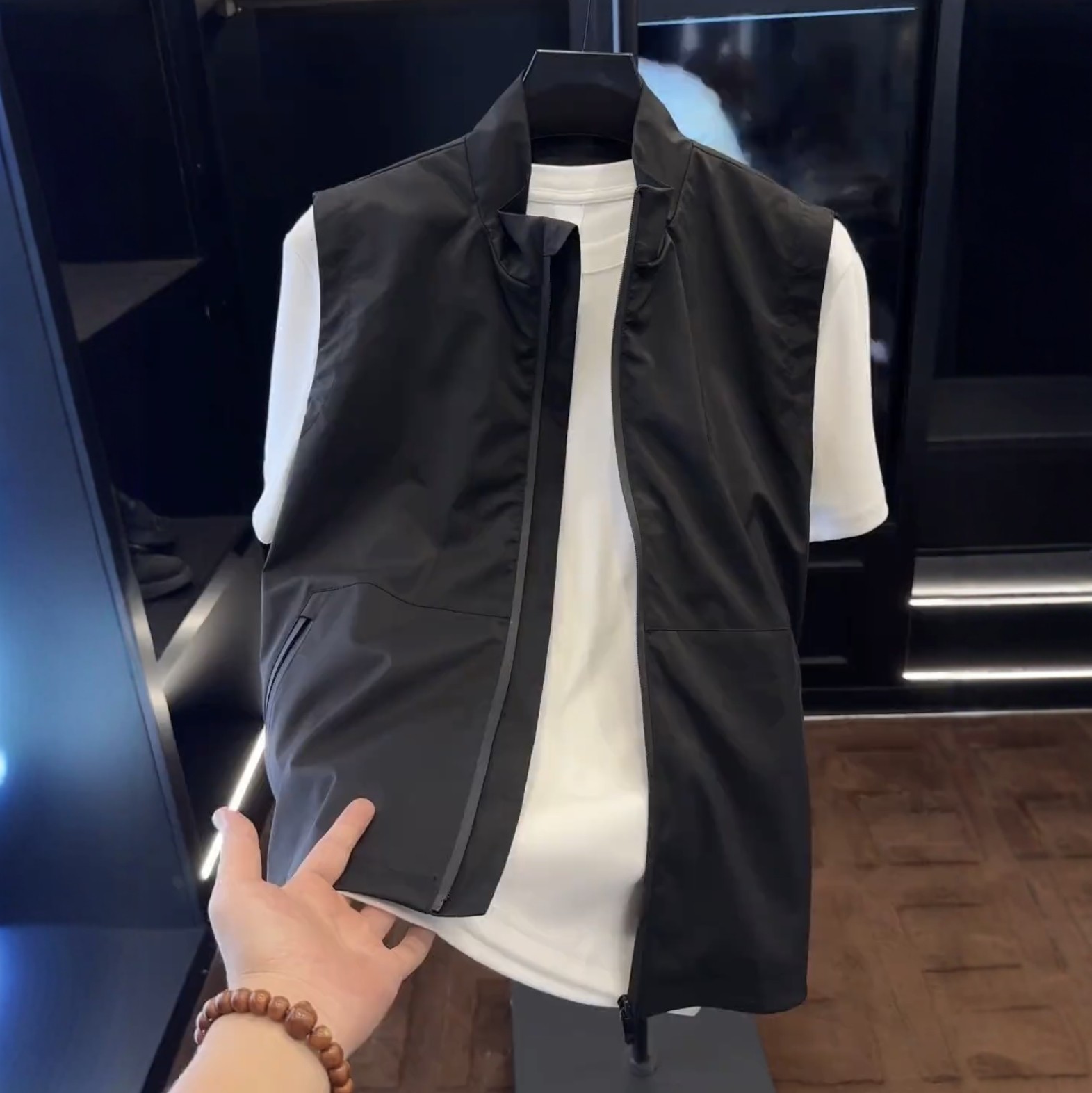 高端黑色立领马甲外套男秋冬季