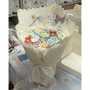 半成品花束包装壳可插陶瓷花圣诞节日送女友闺蜜DIY手工生日礼物