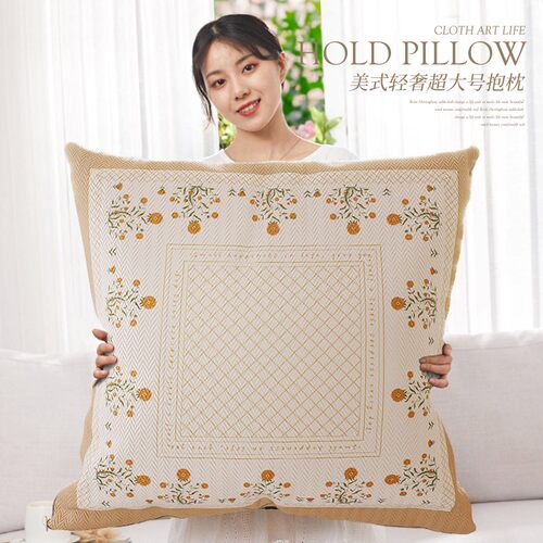 轻奢美式抱枕沙发床头靠垫套腰枕抱枕套60x60大枕头超大尺寸靠枕