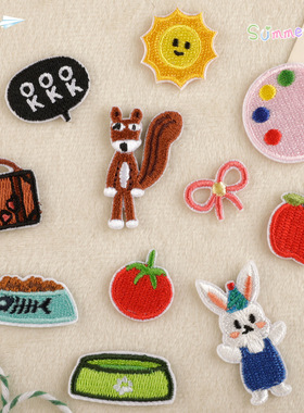绣花标刺绣贴patch卡通动物水果背胶补丁贴diy配饰한국Wappen布贴