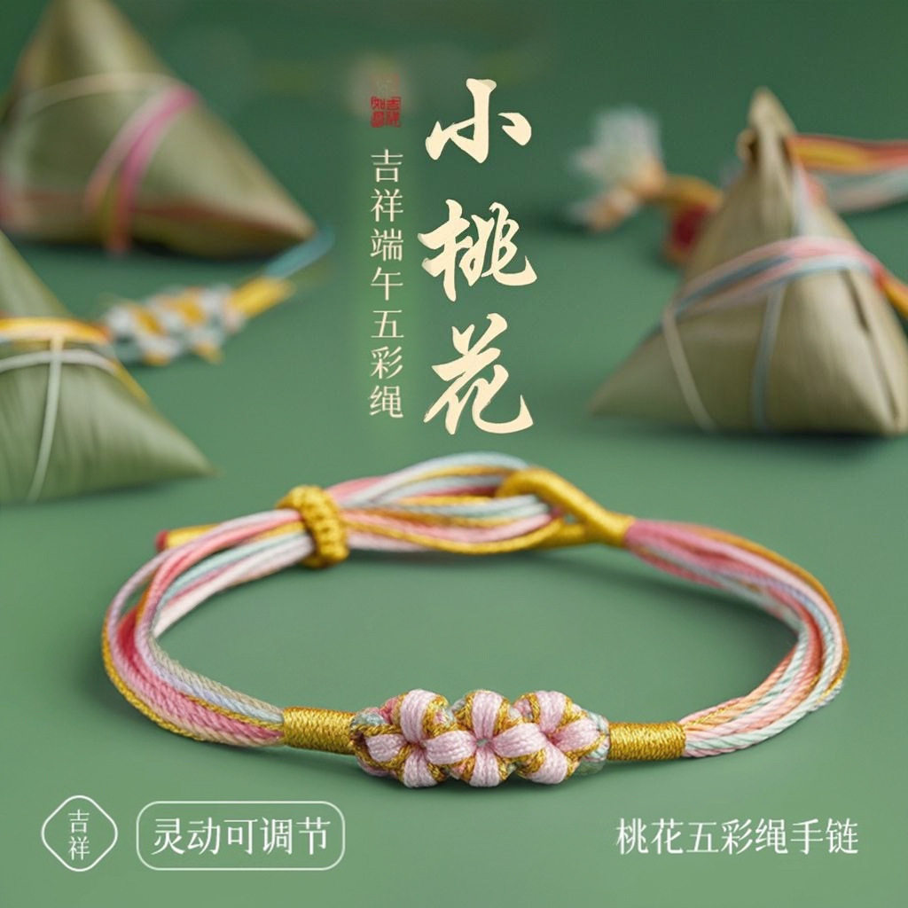 端午节五彩绳手链女小粽子五色线绳