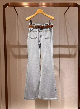 2025年春夏新款百搭蓝色小个子高腰显瘦牛仔喇叭裤长裤女R105004C