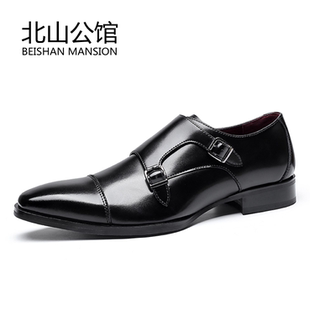 美丽格调固特异皮底手工鞋日式男鞋僧侣鞋男士商务正装皮鞋孟克鞋