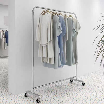 服装展示架不锈钢落地挂衣架服装店专用中岛货架挂衣杆简约陈列架