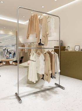 服装店展示架不锈钢双层货架