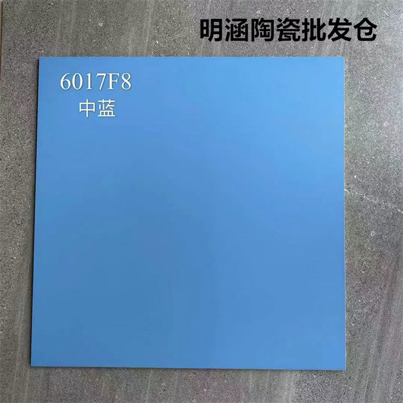 天蓝瓷砖餐厅客厅哑光防滑地砖民宿卫生间哑光墙砖600x600纯色砖
