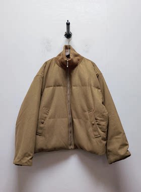 TO去标秋冬羊毛混纺短款阔型法兰绒羽绒服宽幅绗缝宽松加厚I119