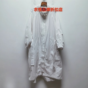 BO去标春装设计白色中长款宽松棉亚麻春秋风衣长袖外套女D035瑕疵