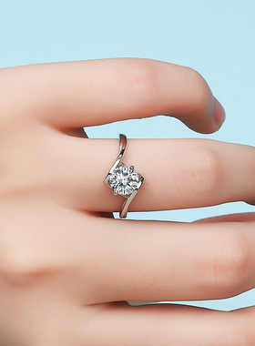 天使之吻克拉925银四爪直播戒指