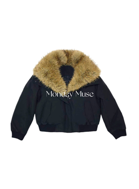 自有工厂/支持比对/詹詹同款三防可拆卸环保大毛领皮草羽绒外套女
